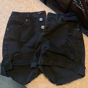 Black Denim High Waisted Shorts